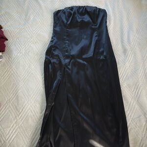 White fox mini slit dress